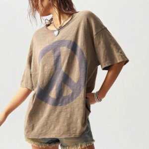 Round Neck Casual Loose Short Sleeve T-Shirt Top For Women