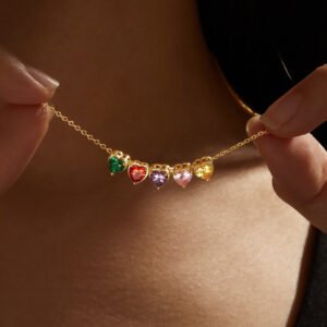 Sliding Twelve Birthday Stone Necklace Birth Love Pendant