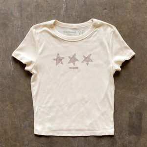 Women's Regular Fit Short Sleeve Heavyweight Retro Niche Celebrity Print T-Shirt