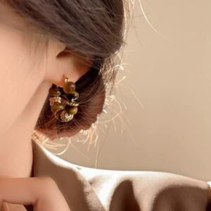 Mirad Tiger Eye Stone Retro Earrings