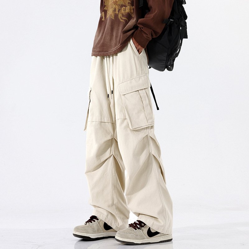 Overalls Men's Retro Trendy Pleated Straight-leg Trousers Casual - Image 4