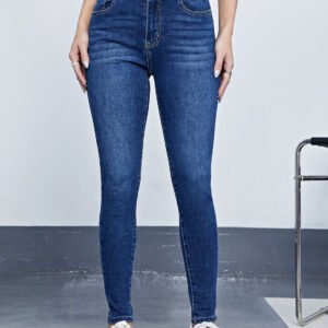 High-waisted Form-fitting Stretchy Skinny Pants In European And American Styles