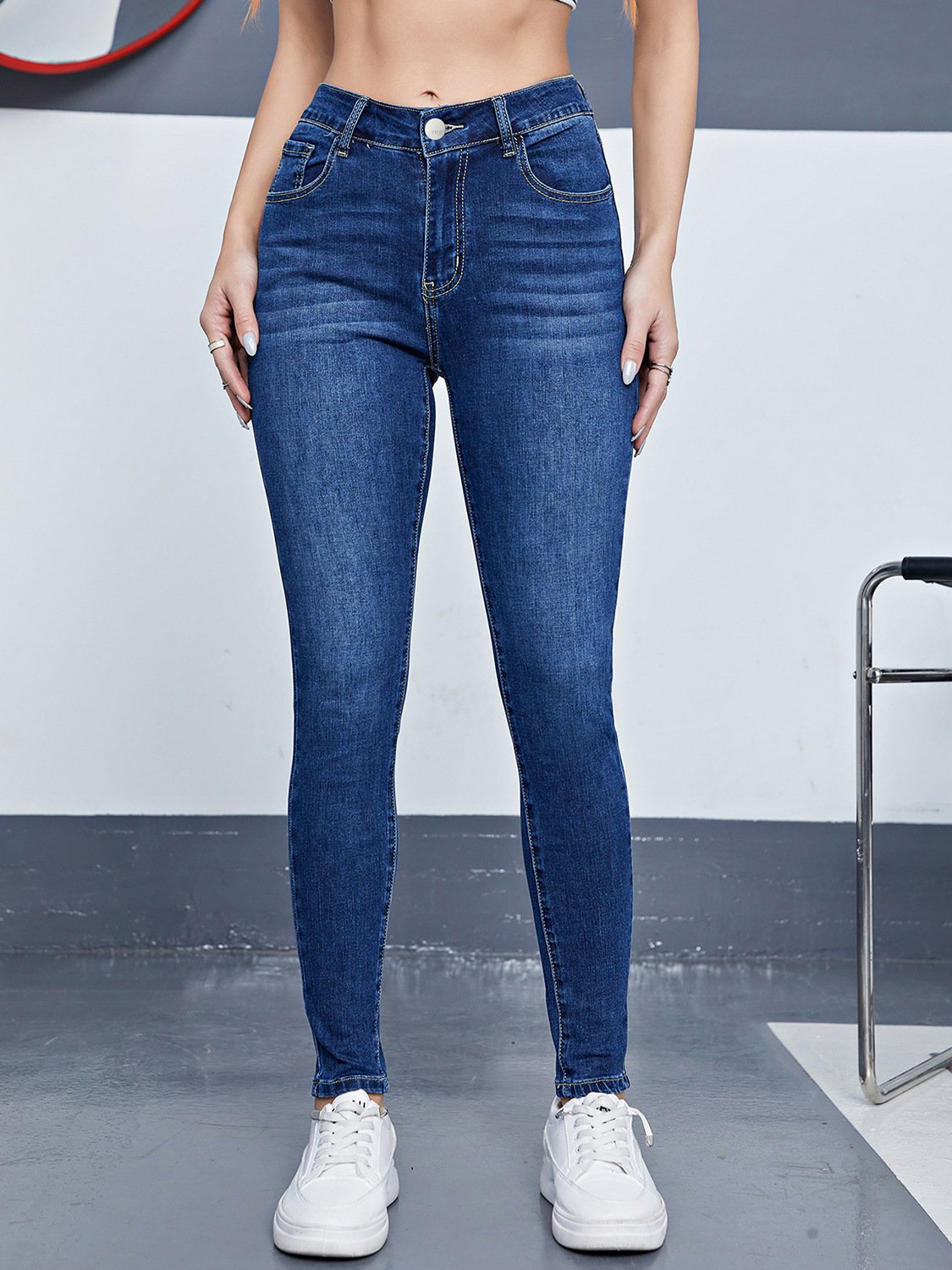 High-waisted Form-fitting Stretchy Skinny Pants In European And American Styles - Image 5