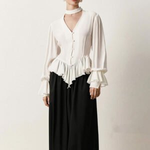 Womens Minimalist White Blouse In European And American Style