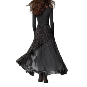 Leopard-print Elastic Waist Maxi Dress