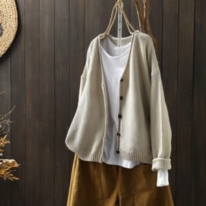 Retro Artistic V-Neck Knitted Sweater Coat