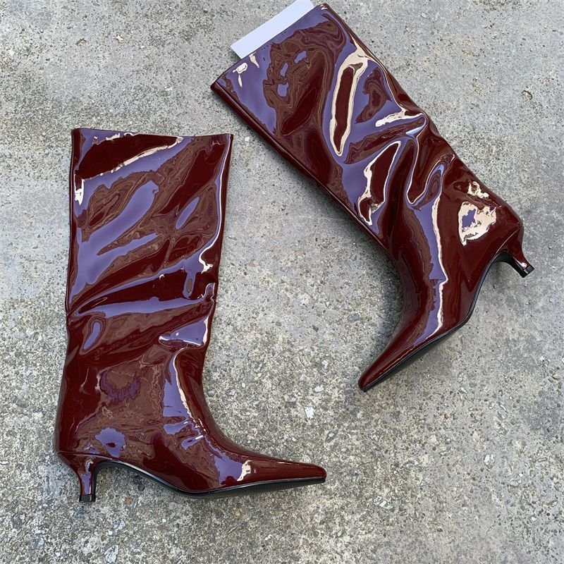 Women's Solid Color Fashion All-match Outer Wear High Tube Pointed Boots - Image 3