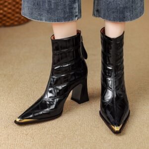 New Autumnwinter Pointed-toe Ankle Boots Featuring Slender Stiletto Heel And A Back Zipper