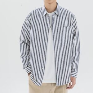 Loose Trendy All-match Retro Casual Striped Shirt