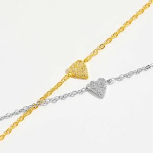 Retro 925 Sterling Silver Heart-shaped Bracelet Ornament