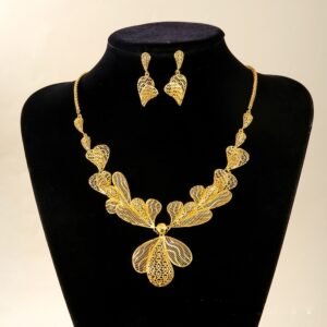 Bridal Necklace Earrings Hollow Carved Jewelry