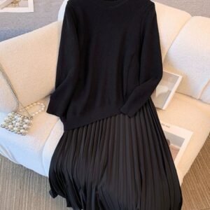 Irregular Patchwork Fake Two-Piece Dress For Women FallWinter