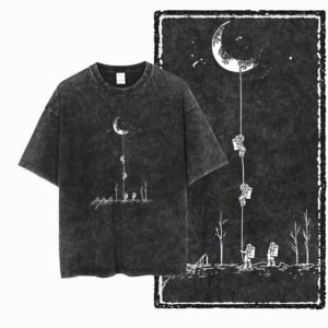 Astronaut Space Theme Printed Cotton Acid Wash Pattern