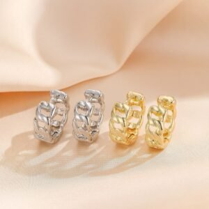 Metal Chain Hollow Geometric Elliptical Earrings