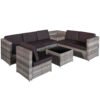 6-Seater Rattan Sofa Furniture Set W/ Cushions, Steel Frame-Grey