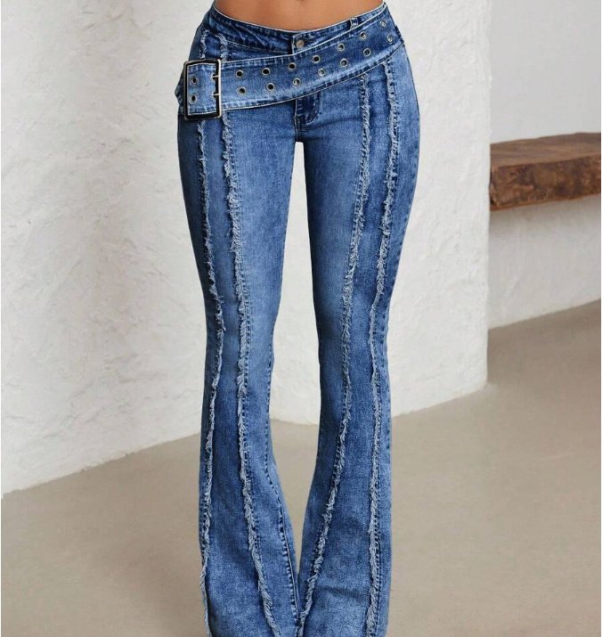 Women's Fashionable Low Waist Flared Jeans - Image 4