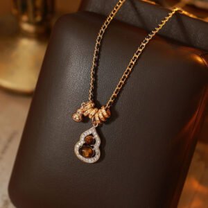 Natural Tiger Eye Stone Gourd Bead Necklace