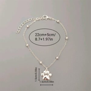 Bohemian Paw Print Pendant Beaded Anklet