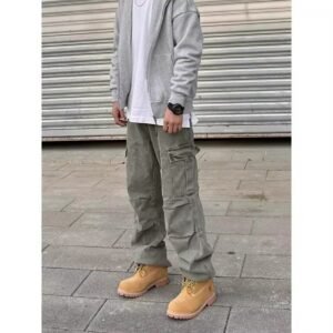 Loose Straight Heavy Stone Washed Retro Casual Denim Trousers