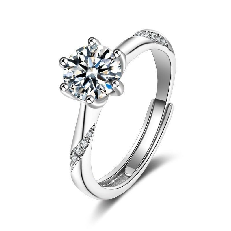 Simulation Of A Classic Six-prong Ring For Women Open Diamond Ring Niche Moissanite Ring - Image 5