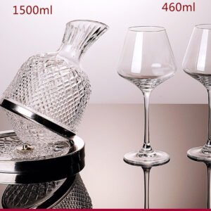 Crystal-cut Rotating Top Tumbler Crystal Glass Red Wine Decanter Set