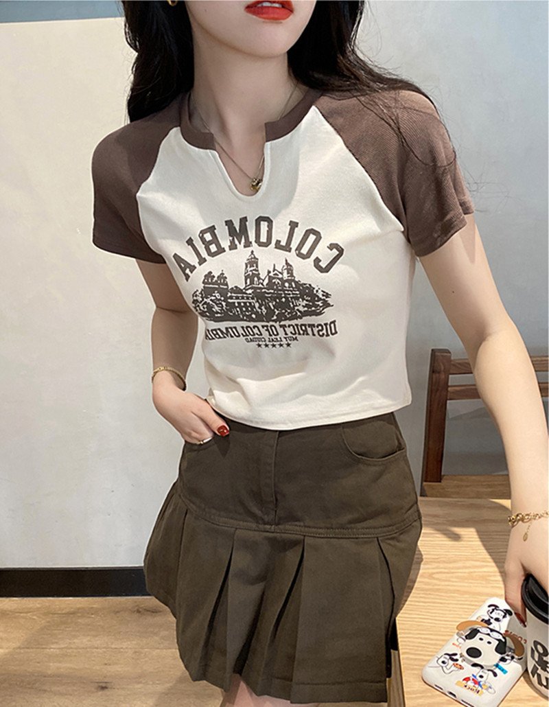 New American-style Retro Streetwear Letter-print Short-sleeve T-shirt - Image 5