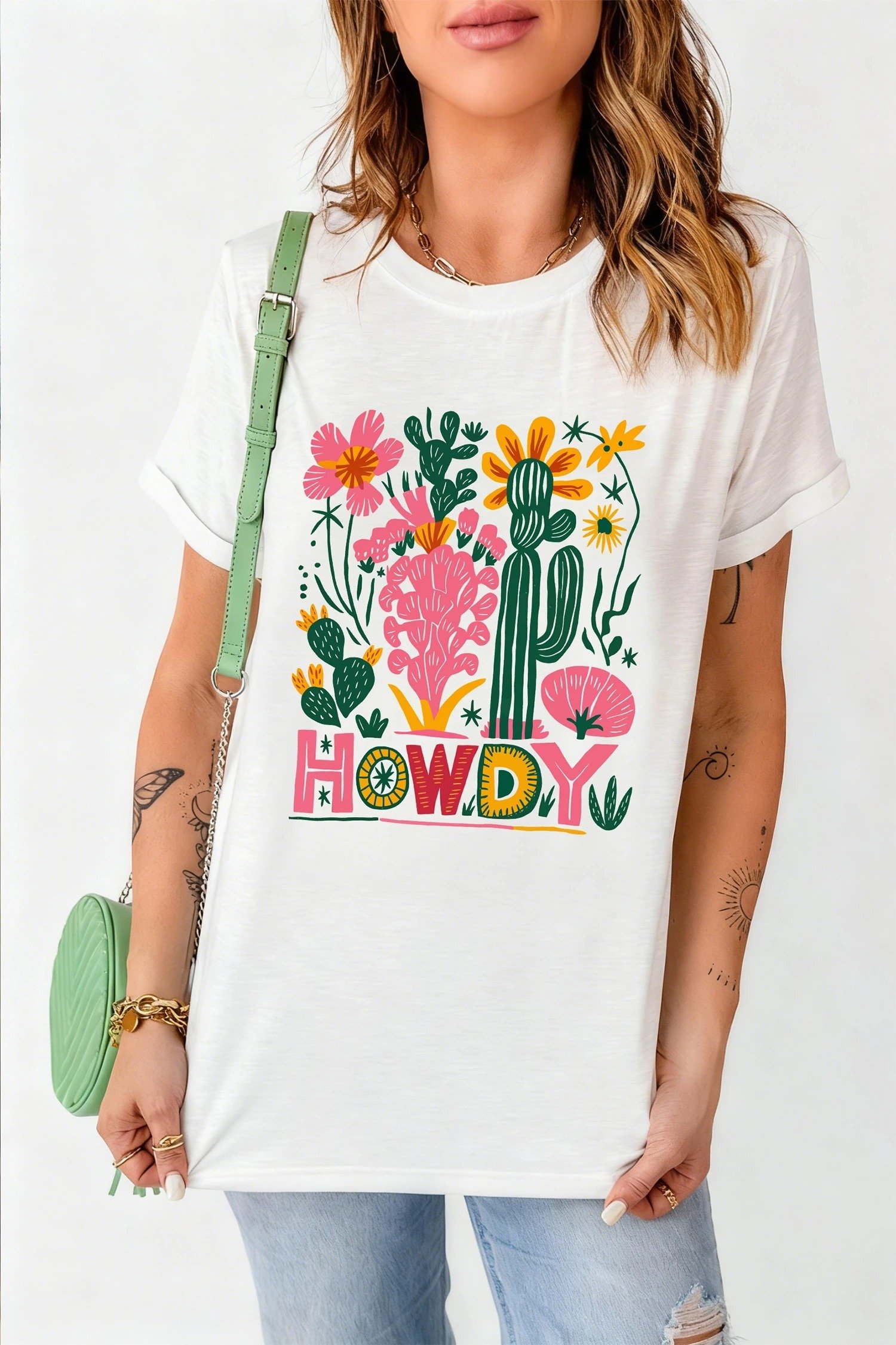 Women's Casual Round Neck Versatile Embroidered Short Sleeve - Image 2