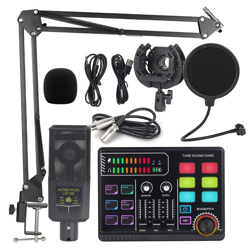 48v Large Shock Film English Sound Card Mobile Live Streaming Anchor Full Set Of Equipment - Image 3