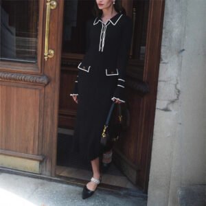 Chanel-inspired Subtly Luxurious Figure-hugging Knit Dress With An Elegant Design