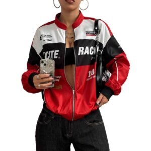 Fashionable Biker-style Long-sleeve Jacket With Letter Design And Zipper
