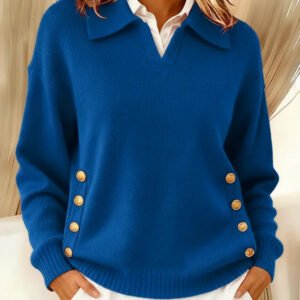 Turn-down Collar Button-down Collar Pullover Women's Long Sleeve