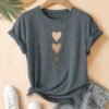 Three Heart Printing Summer Casual Sports Style Round Neck Women's Short Sleeve T-shirt
