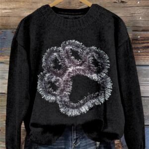 Chunky-knit Faux-sweater With Digital Print And Round Neckline