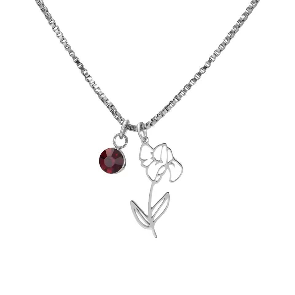 December Birthstone Flower Design Necklace For Women - Image 5