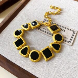 Geometric Artificial Pearl Double Layered Collarbone Chain Necklace