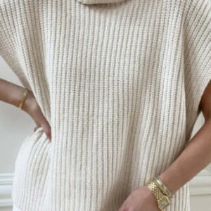 Womens Loose Fit Knitted Turtleneck Outerwear All Match Top