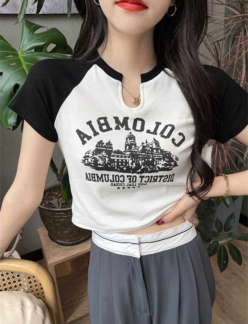 New American-style Retro Streetwear Letter-print Short-sleeve T-shirt - Image 6