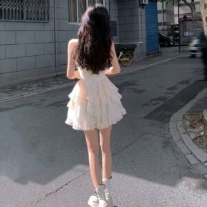 Womens Dress Cinched Waist Bold Tube Top Design With Custom Made Tulle For A Voluminous Princess Like Silhouette