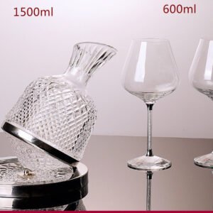 Crystal-cut Rotating Top Tumbler Crystal Glass Red Wine Decanter Set