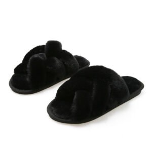 Open Toe Fluffy Slippers Women's Artificial Fur Couple Plush