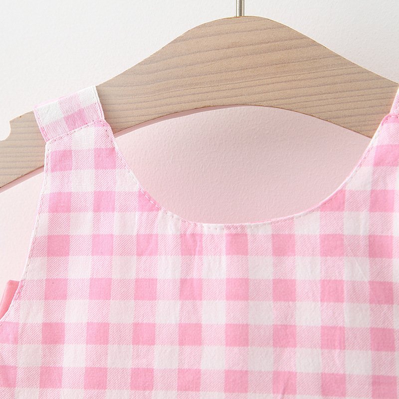 Baby Girl Plaid Skirt Fashion Girl Skirt Free Straw Hat - Image 2