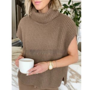 Womens Loose Fit Knitted Turtleneck Outerwear All Match Top