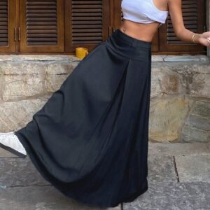 Leisure Multifunctional Solid Color A-line Long Skirt