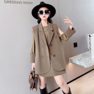 Double Breasted Mid Length Coat In Big Kids