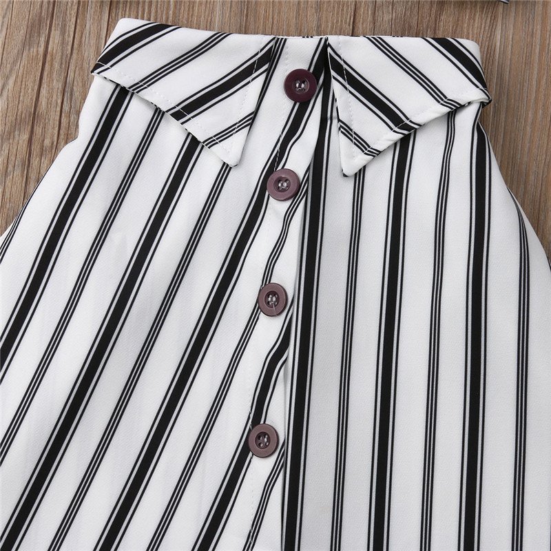 Children's Clothing Baby Girl Suit Striped Sleeveless Short Top And Long Skirt - Image 7