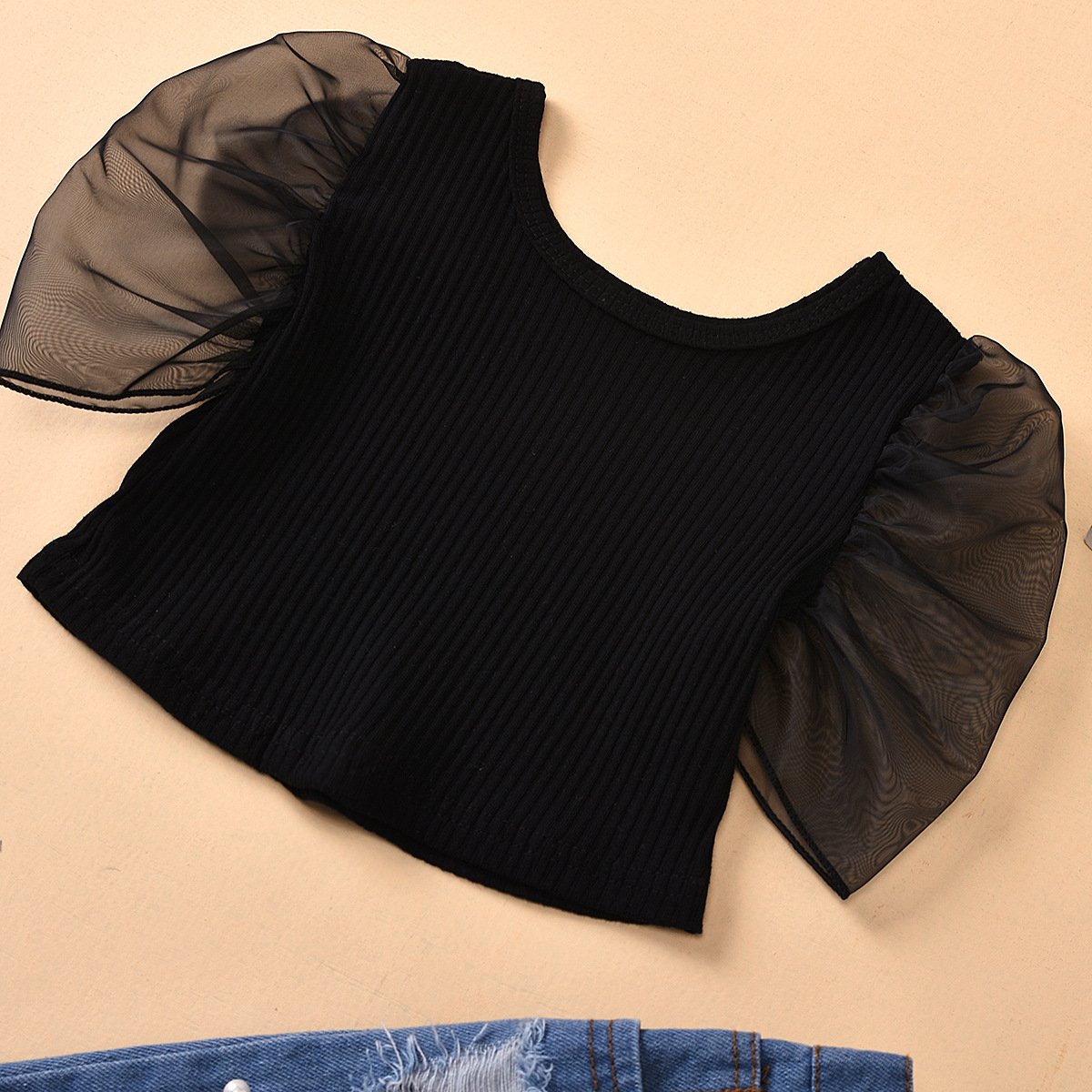 Ripped Hole Embellished Raw Edge Jeans kids Jacket - Image 3