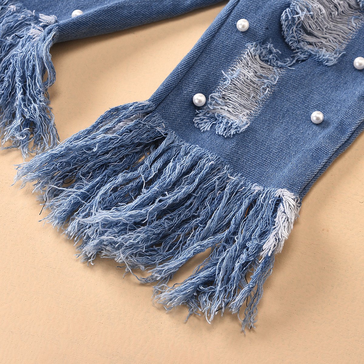 Ripped Hole Embellished Raw Edge Jeans kids Jacket - Image 5